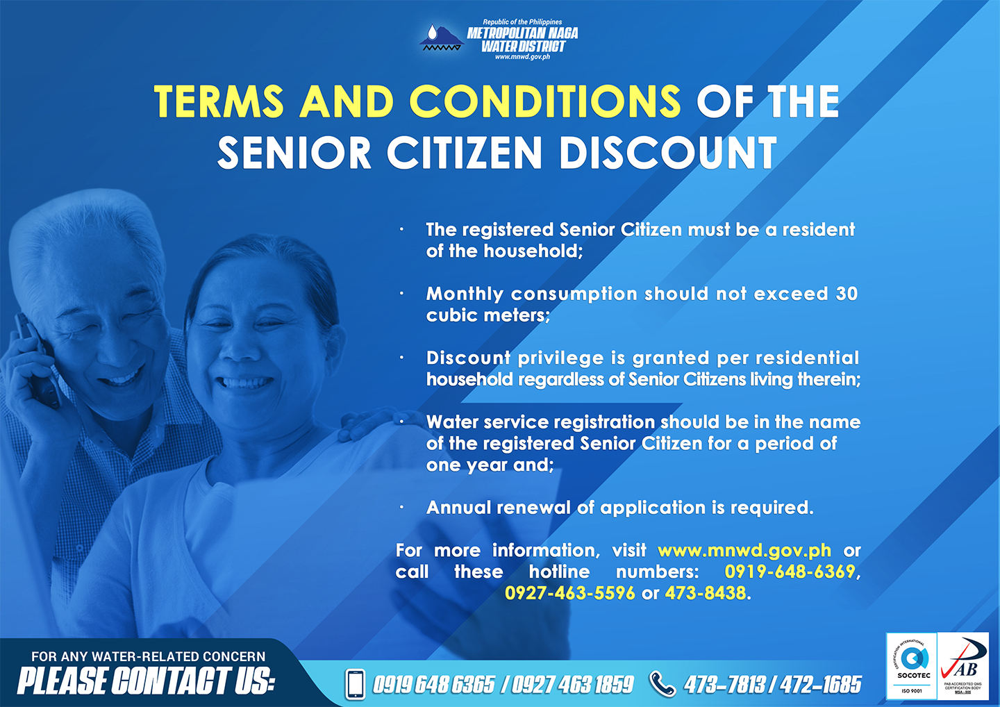 Senior Citizens Discount Metropolitan Naga Water District